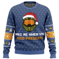 Wake Me When You Need Presents Halo Ugly Christmas Sweater Perfect And Unique Gifts For Adults Kids On Christmas