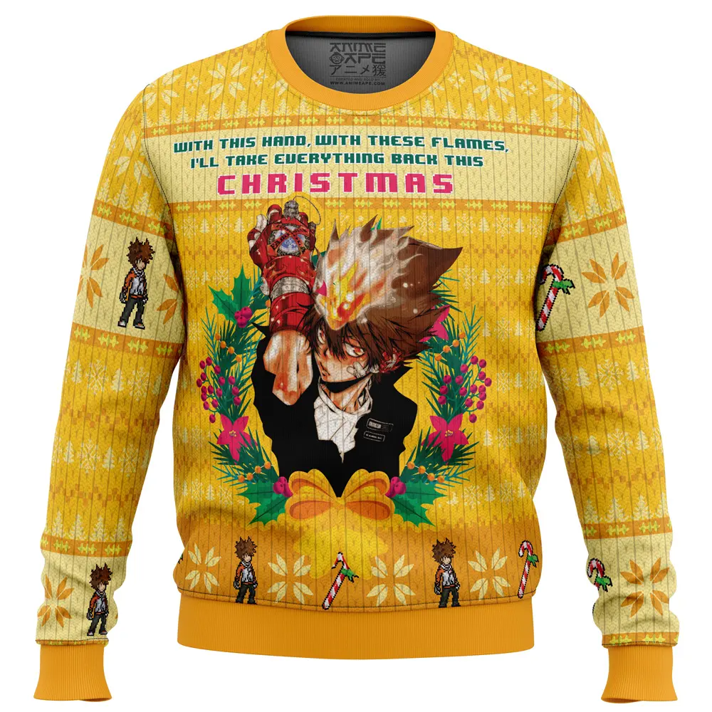 With This Hand, With These Flames Katekyo Hitman Reborn Ugly Christmas Sweater Perfect And Unique Gifts For Adults On Christmas