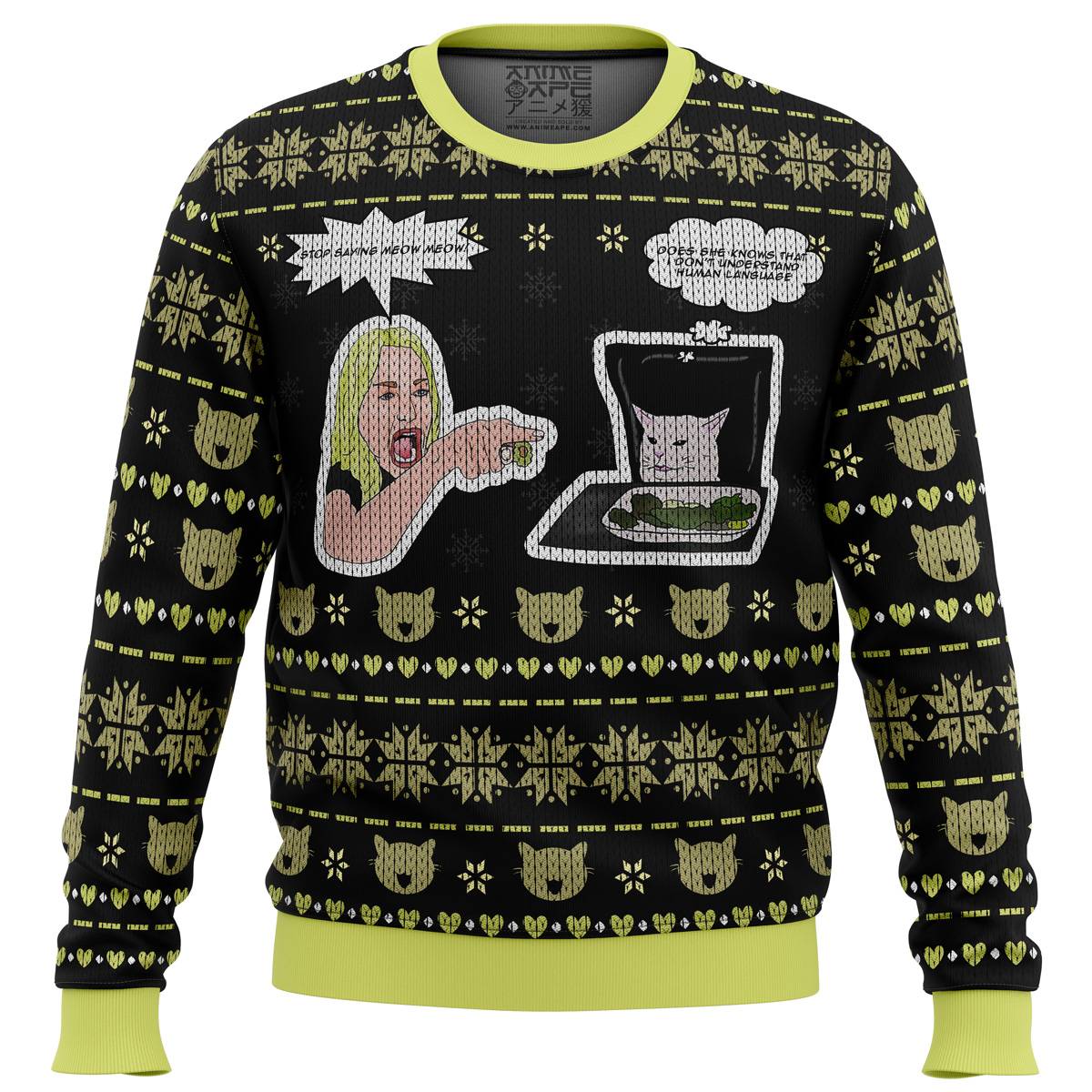 Woman Yelling At Cat Meme Ugly Christmas Sweater Perfect And Unique Gifts For Adults Kids On Christmas