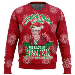 Xmas Lights Are Like Epstein Ugly Christmas Sweater Perfect And Unique Gifts For Adults Kids On Christmas