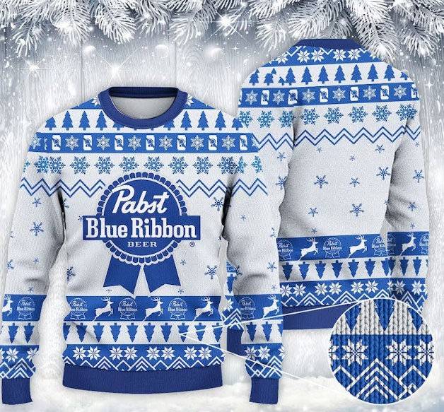Xmas Pabst Blue Ribbon Beer Ugly Christmas Sweatshirt Sweater Perfect And Unique Gifts For Adults Kids On Christmas