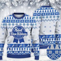 Xmas Pabst Blue Ribbon Beer Ugly Christmas Sweatshirt Sweater Perfect And Unique Gifts For Adults Kids On Christmas