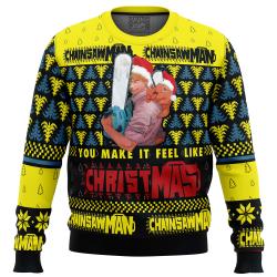You Make It Fell Like Christmas Chainsaw Man Ugly Christmas Sweater Perfect And Unique Gifts For Adults Kids On Christmas