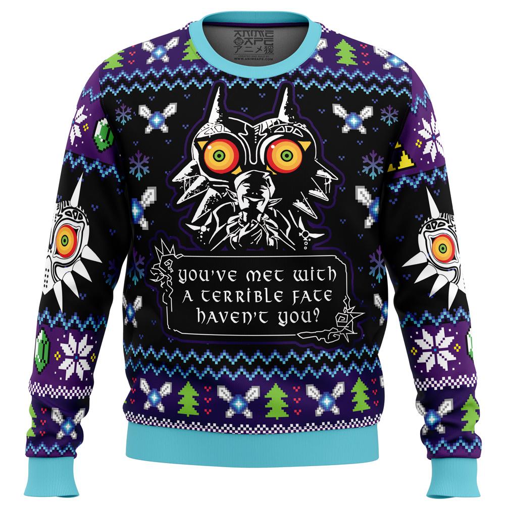 You Met With a Terrible Fate Majora 2019s Mask The Legend of Zelda Ugly Christmas Sweater Perfect And Unique Gifts On Christmas