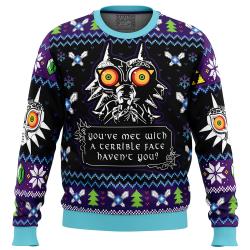 You Met With a Terrible Fate Majora 2019s Mask The Legend of Zelda Ugly Christmas Sweater Perfect And Unique Gifts On Christmas