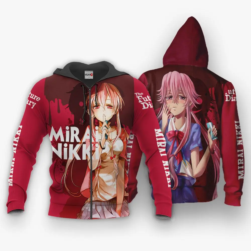 Anime Yuno Gasai Future Diary Mirai Nikki Hoodie Perfect And Unique Gifts For Otaku Anime Fans On Christmas