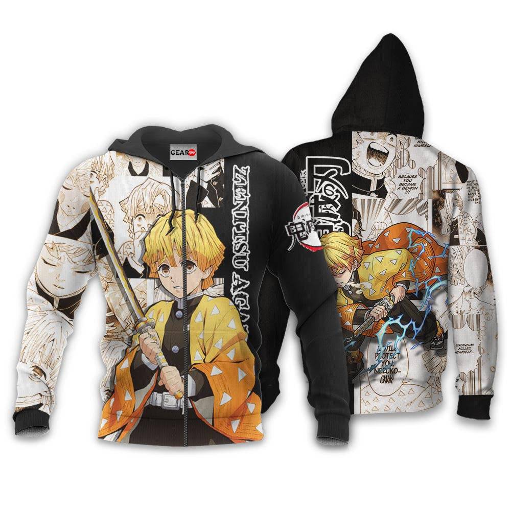 Anime Zenitsu Agatsuma Hoodie Custom Anime Manga Style Perfect And Unique Gifts For Otaku Anime Fans On Christmas
