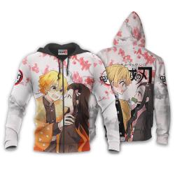 Anime Zenitsu and Nezuko Hoodie Custom Anime Valentine's Gifts Perfect And Unique Gifts For Otaku Anime Fans On Christmas