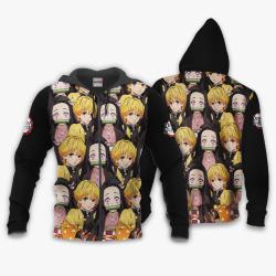 Anime Zenitsu and Nezuko Hoodie Custom Anime Valentine's gifts Perfect And Unique Gifts For Otaku Anime Fans On Christmas