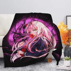 Anime Zero Two Moonlight Premium Fleece Sherpa Blanket Perfect And Unique Gifts For Family On Christmas