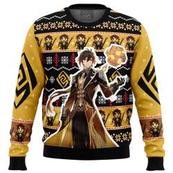 Zhongli Genshin Impact Ugly Christmas Sweater Perfect And Unique Gifts For Adults Kids On Christmas